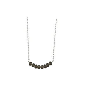 Smoky Quartz‎ Beaded Silver Chain Necklace Delicate Everyday